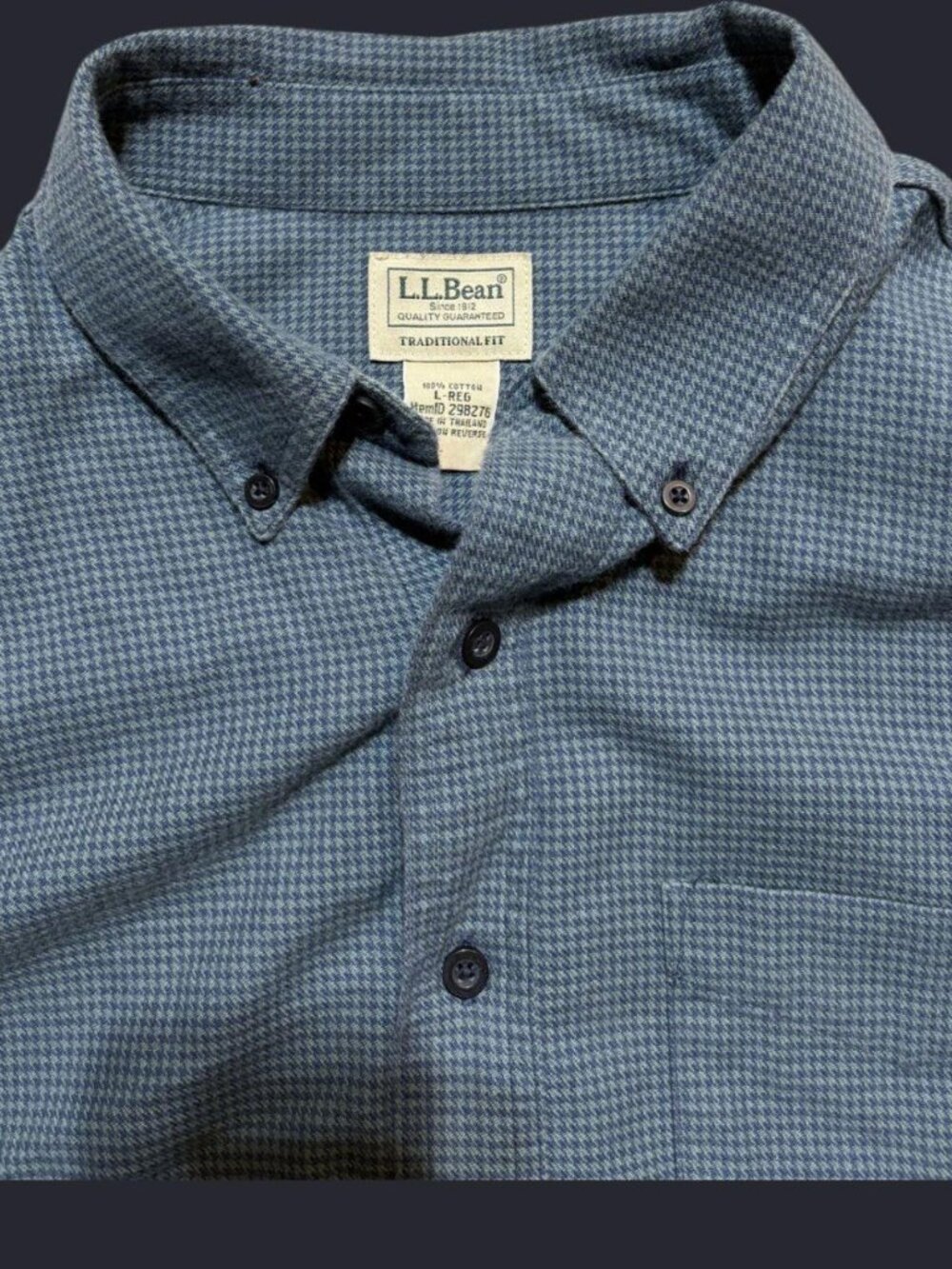 L.L.Bean Blue Patterned Button-Down Shirt - Picture 3 of 3